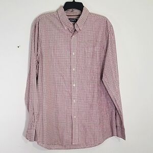 CHAPS Mens Red & Black Plaid Long Sleeve Casual Button Up Shirt Size Large
